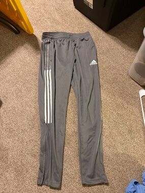 adidas Gray Track Pants with White Stripes